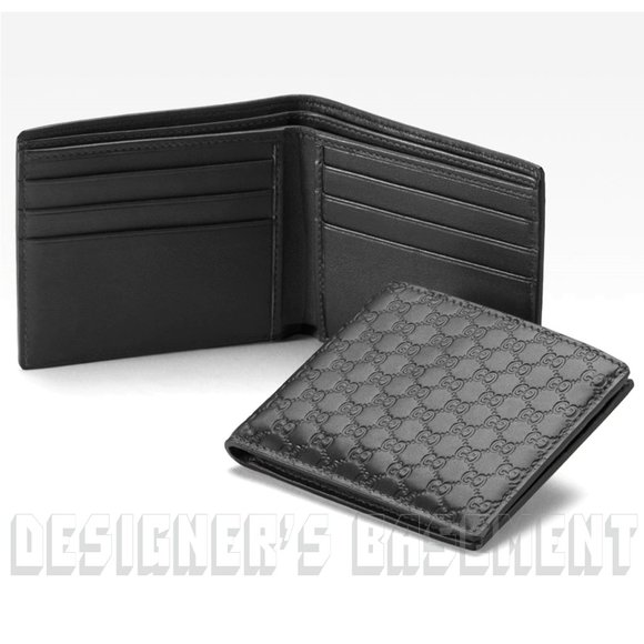 GUCCI Mens black Leather MICRO GUCCISSIMA GG embossed Bi-fold wallet new in Box! - Picture 3 of 5